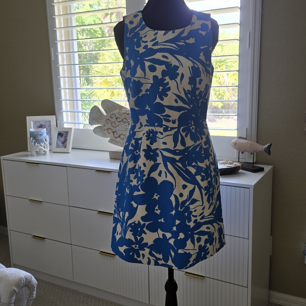 J. Crew Blue and White Floral Mini Dress